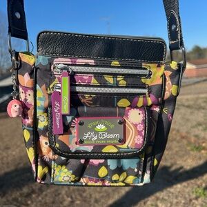 Lily Bloom Floral Crossbody Bag – Eco-Friendly, Black & Multicolor (Well Loved)
